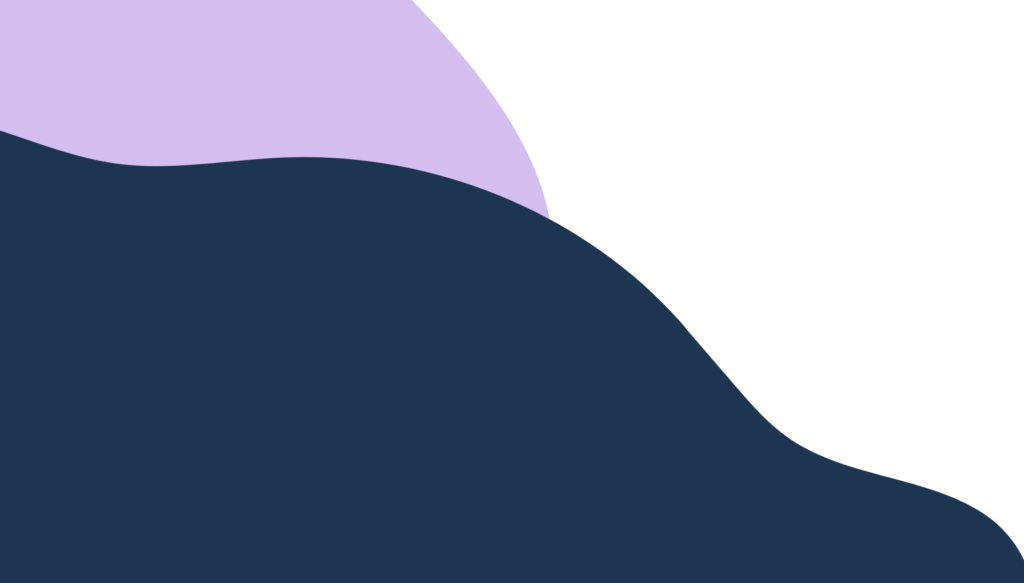 Abstract illustration featuring overlapping flowing shapes in navy blue, lavender and white, creating a soft, modern and calming background design.